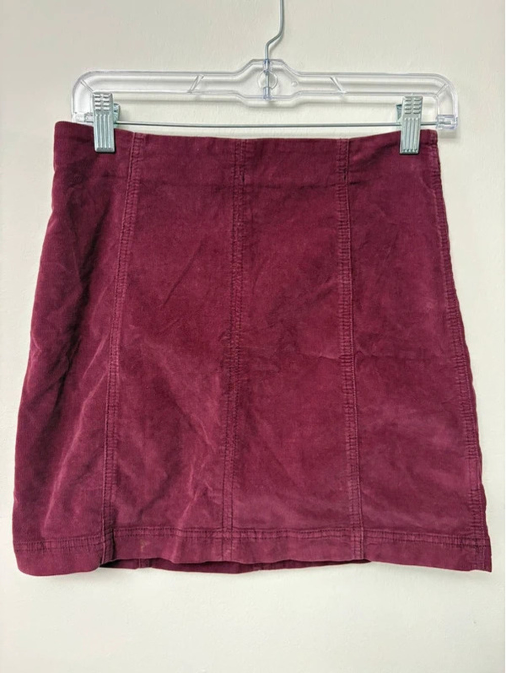 Free People Burgundy Corduroy Paneled Mini Skirt Size 8